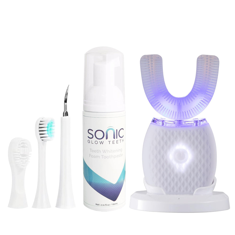 Front view of RONGCHUANG ultrasonic toothbrush in white