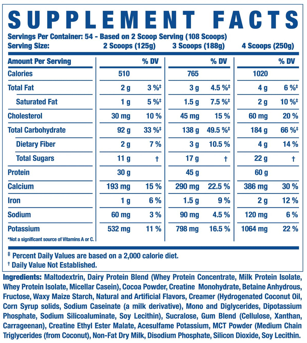 Ronnie Coleman Signature Series King Mass XL chocolate shake in glass for post-workout shake