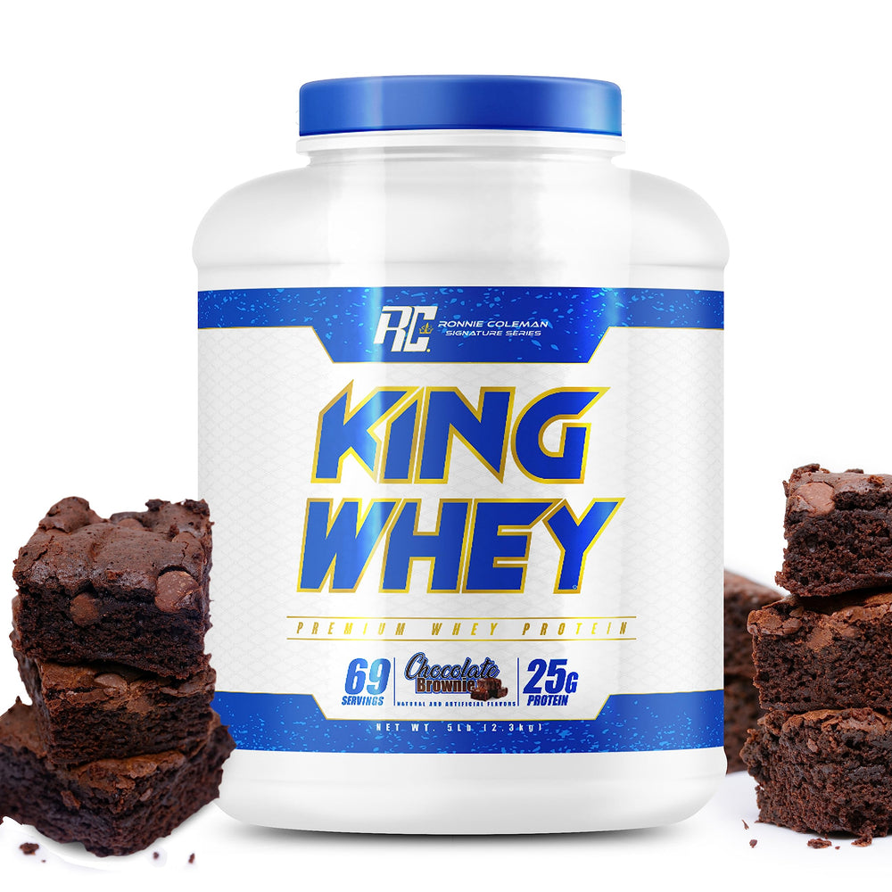 Ronnie Coleman Signature Series whey powder scoop shows high protein for lean muscle