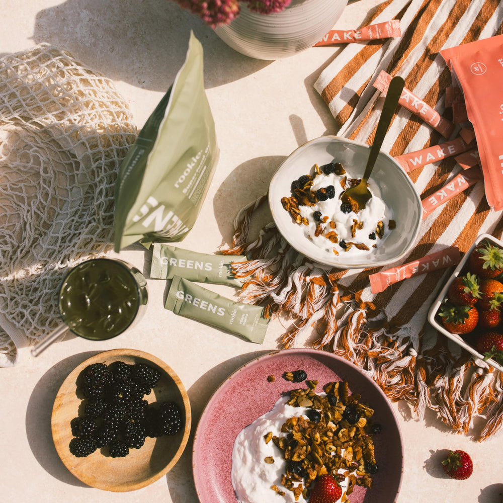 Close-up of probiotics antioxidants and baobab fiber ingredients