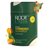 Bottle of ROOT LABS Turmeric Gummies showing 60 gummies