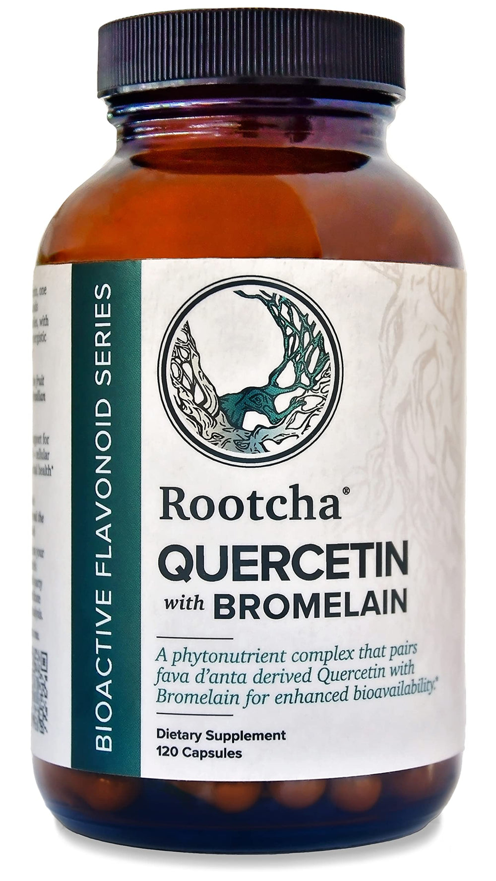 Rootcha Quercetin with Bromelain bottle label