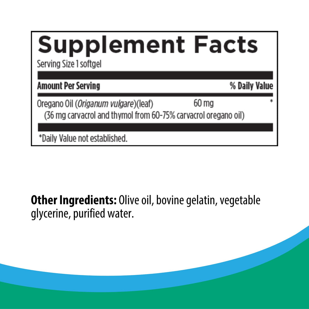 Softgel capsules of oregano oil highlighting olive oil emulsion