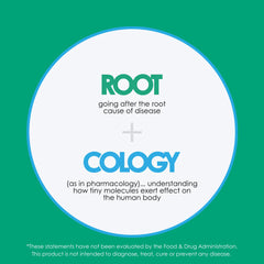 Rootcology bottle with lab equipment indicating third-party testing and purity
