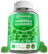Front view of Rosabella Moringa Gummies bottle, 30 count