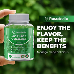 Nutritional facts panel for Rosabella Moringa Gummies