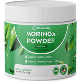 Rosabella Moringa powder in a glass jar labeled 105 g