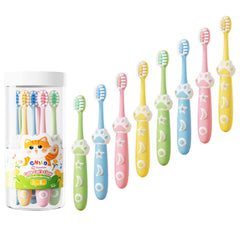RoseFish 8 pack kids toothbrush with cat paw design in pink
