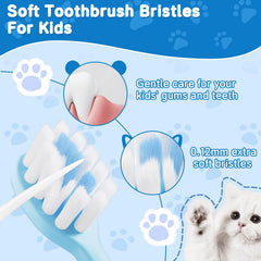 RoseFish 8 pack kids toothbrush with cat paw design in green