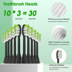 Round bristle tips for gentle cleaning and enamel protection