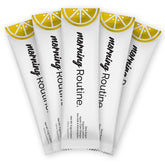 ROUTINE pack front view showing lemon ACV electrolyte sticks and clear benefits