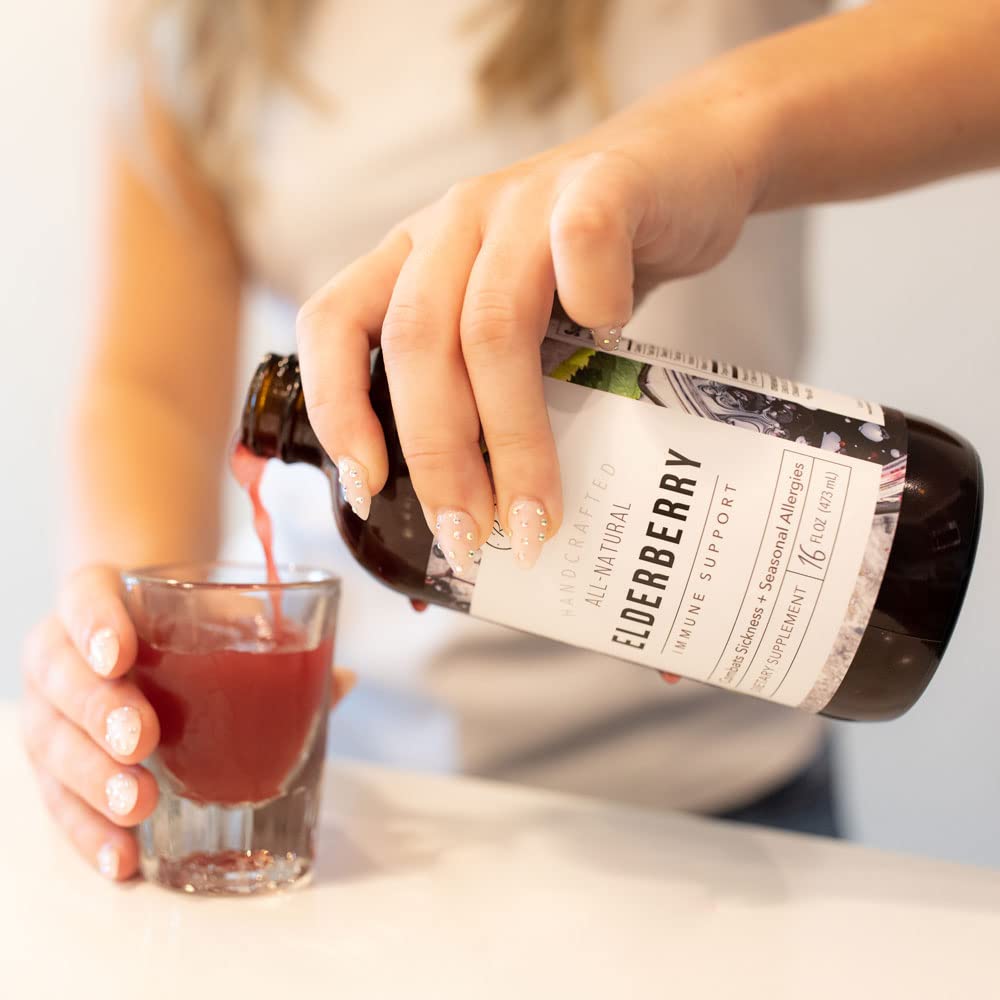 16 oz bottle of Rowe Casa Organic Elderberry Syrup