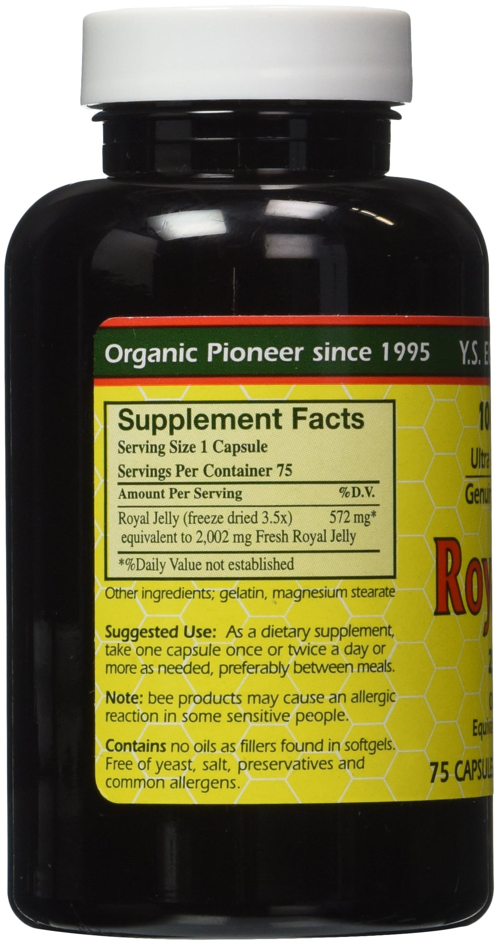 Close-up of royal jelly capsules from YS Eco Bee Farms