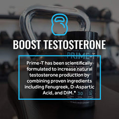 Prime T bottle with 30 servings label