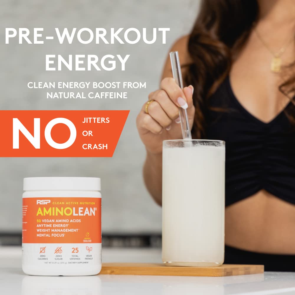 AminoLean pre workout powder being mixed in water