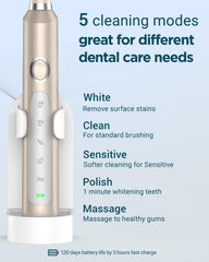 Five brushing modes: Cleaning, Whitening, Sensitive, Gum Care, Massage