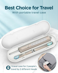 Box contents: toothbrush, 8 brush heads, travel case, and charger