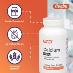 Ingredient panel highlighting 600 mg calcium and 10 mcg (400 IU) vitamin D3
