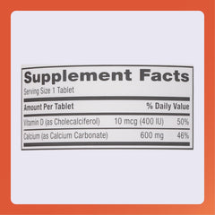 Rugby Laboratories branding on calcium tablets bottle