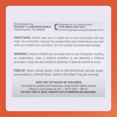 Close-up of Rugby 600 mg Calcium Tablets showing dosage