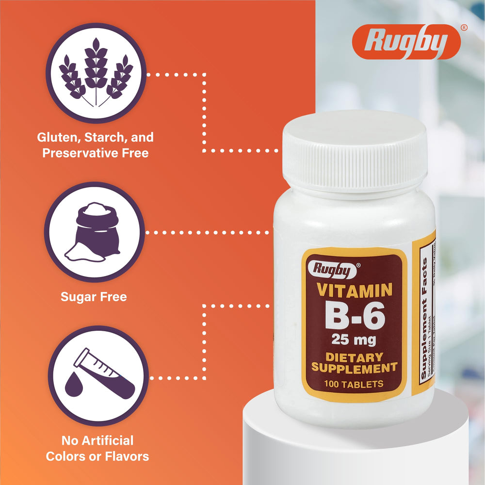 Rugby Vitamin B6 bottle with packaging