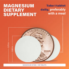 Close-up of Rugby Magnesium Oxide 400 mg tablets