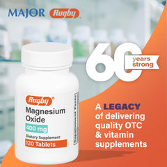 Rugby Laboratories brand label on Magnesium Oxide tablets