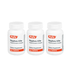Rugby Nephro-Vite Vitamin B and C Complex Tablets bottle and label