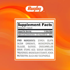 Rugby Vitamin D3 packaging box beside bottle