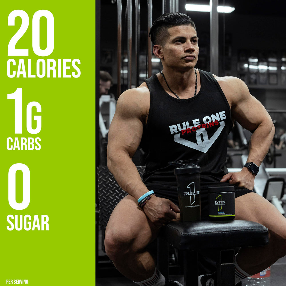 Rule 1 Lytes glass of hydration with lemon-lime flavor.