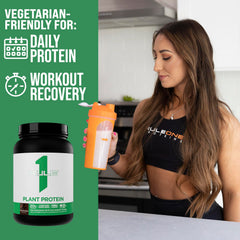 Pouring Rule 1 Plant Protein Vanilla powder into water