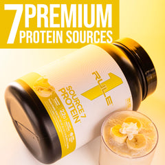 Rule 1 Source 7 protein shaker pouring into glass after workout