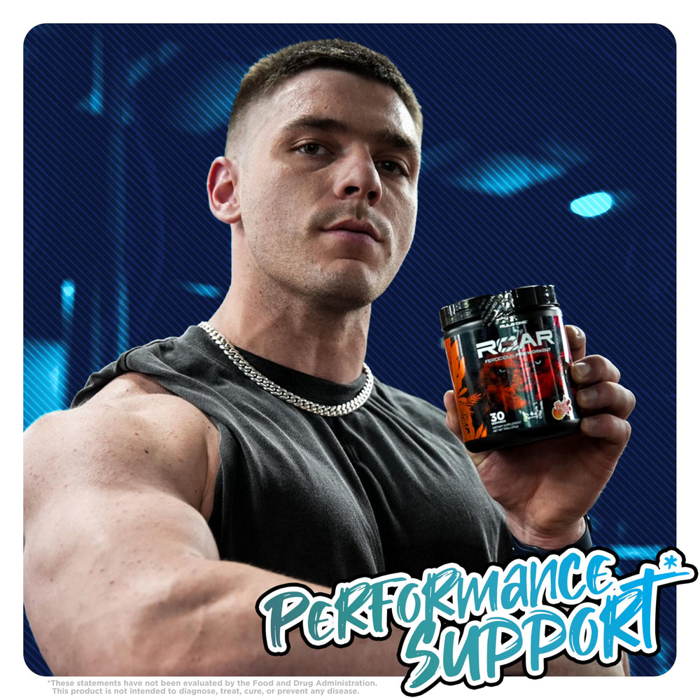 Rule 1 ROAR ingredients panel highlights caffeine and electrolytes for balanced hydration
