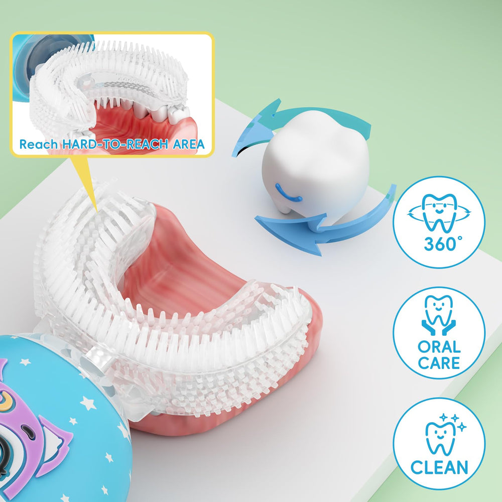 Cartoon-pattern design on Rumengling kids toothbrush