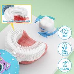 Cartoon-pattern design on Rumengling kids toothbrush