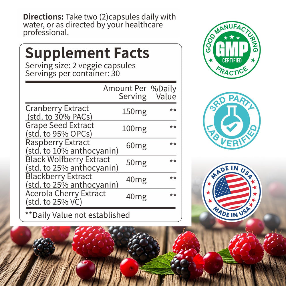 RUNICA powdered extract texture highlighting concentrated berry potency