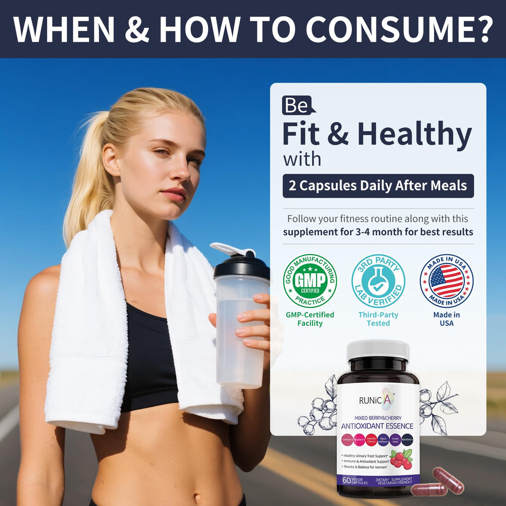 RUNICA capsule in hand demonstrating serving size and daily convenience