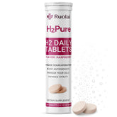 Front view of Ruolai H2pure Raspberry hydrogen tablets in the tube
