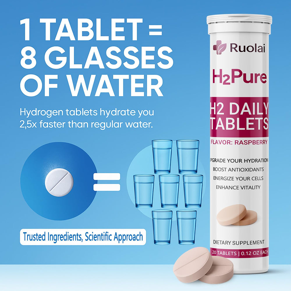 Close-up of Ruolai H2pure tablets
