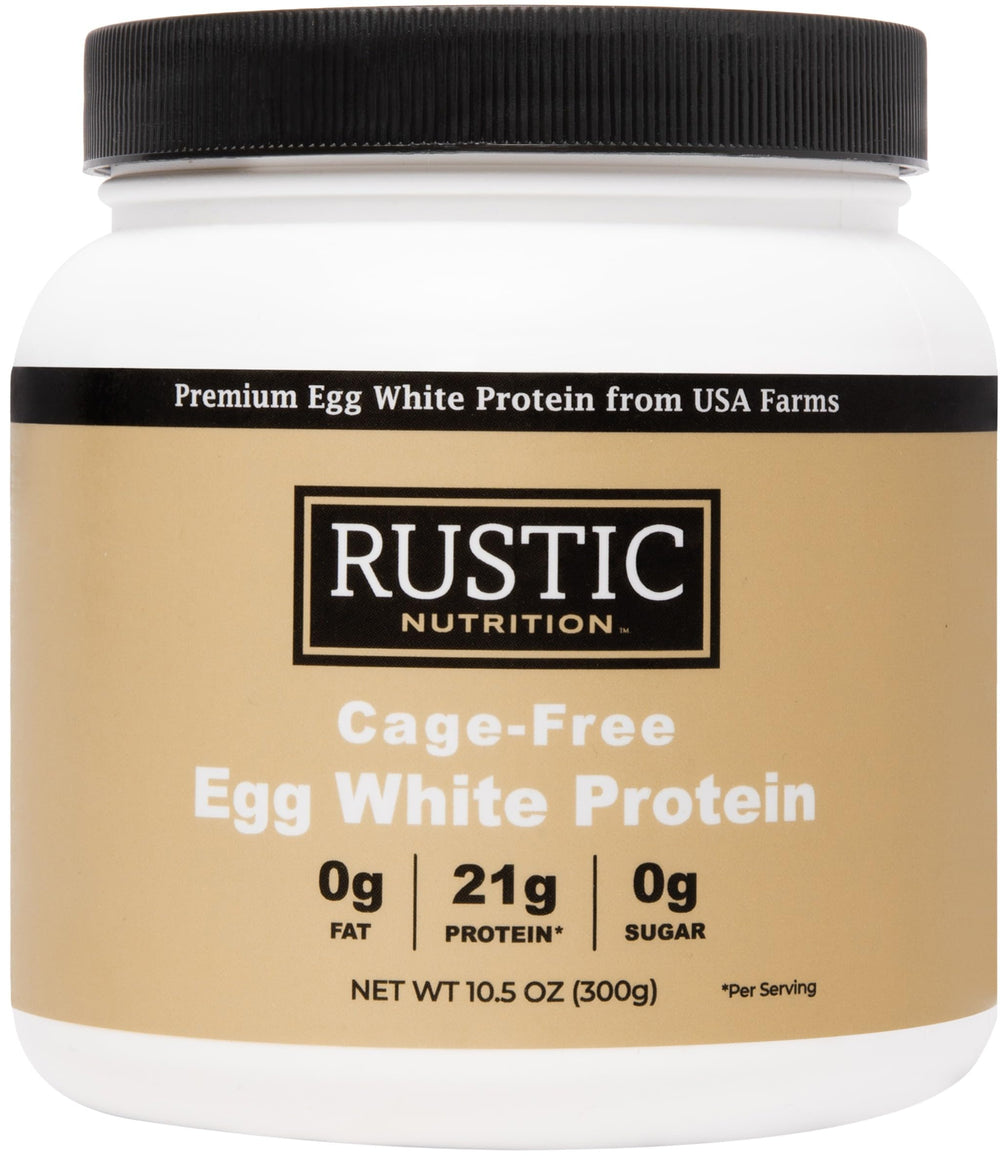 Rustic Nutrition premium egg white protein tub open for quick high-protein shakes