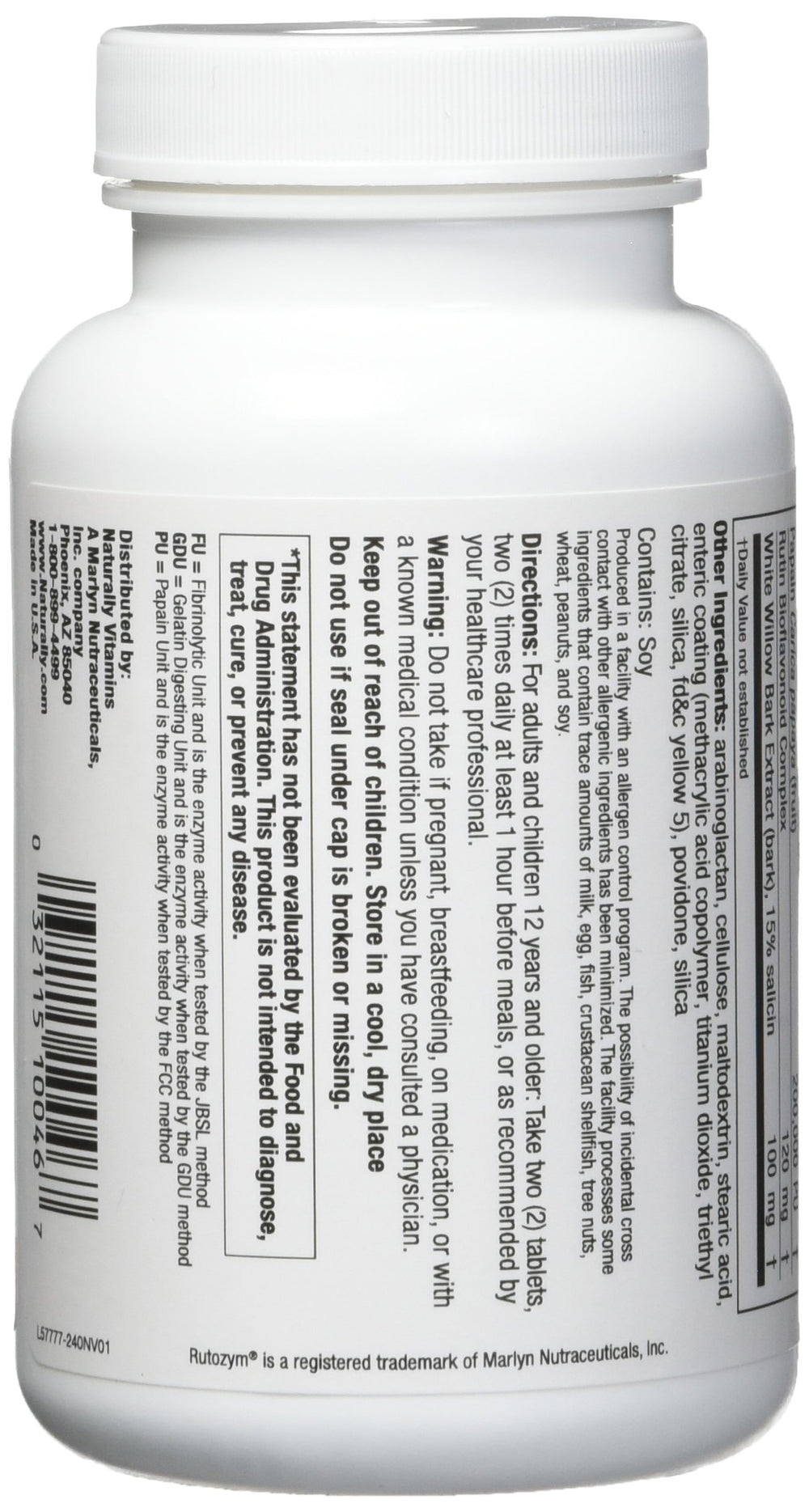 Ingredients include nattokinase, papain, bromelain and rutin