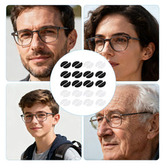 Nose pads mounted on eyeglasses showing non-slip design