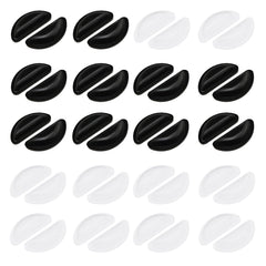 Contents include 20 silicone nose pads: 10 clear and 10 black