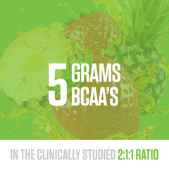 Nutrition label and ingredients on RYSE BCAA EAA Powder can