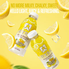 Store-ready RYSE Clear Protein Drink on a shelf with Lemonade flavor
