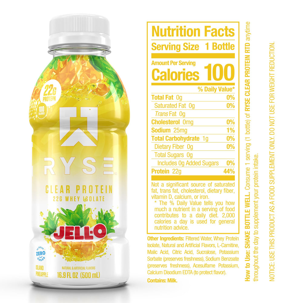 Island Pineapple label on RYSE Clear Protein Drink