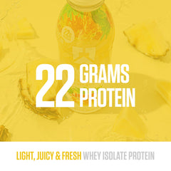 Clear protein drink poured, Island Pineapple flavor