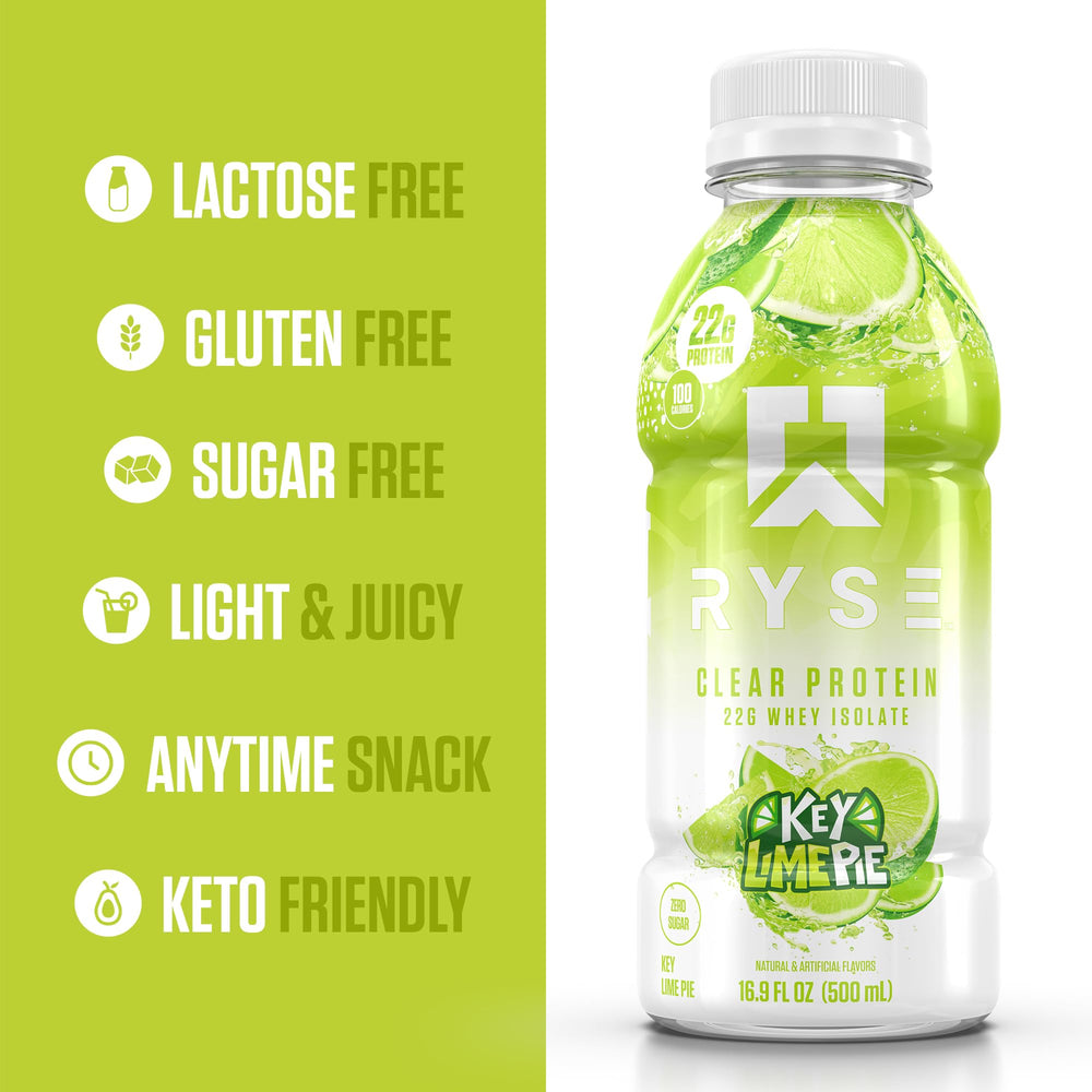 RYSE Clear Protein Drink Key Lime Pie 12-pack box