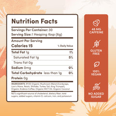 RYZE Mushroom Coffee 30-serving sleeve represents convenient daily supply.