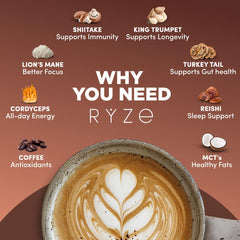 Serving of RYZE Mushroom Dark Roast Coffee